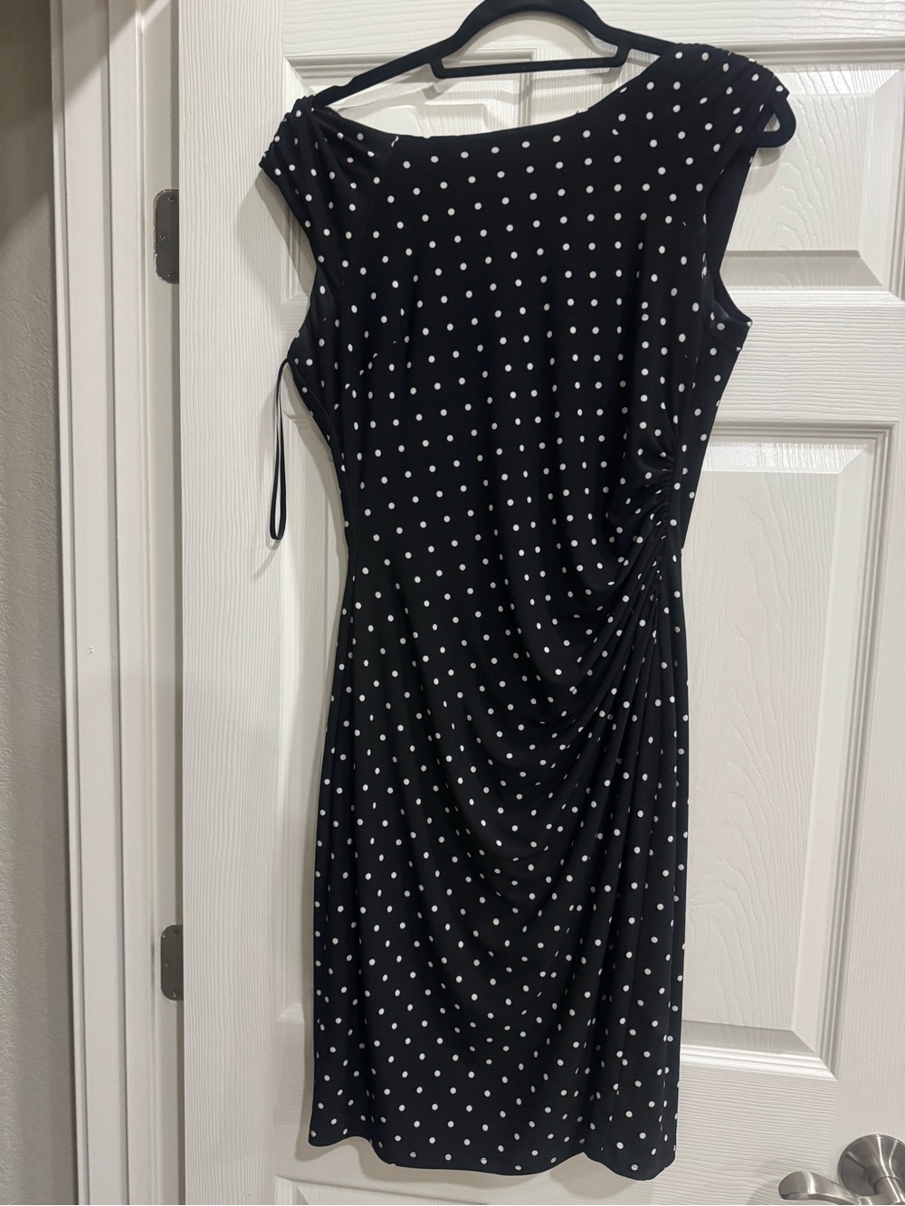 Ralph Lauren Black and White One-Shoulder Polka Dot Dress